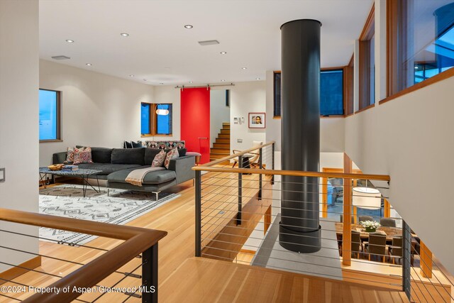 living room with hardwood / wood-style floors