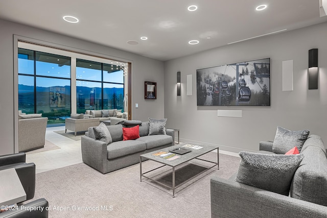 6890 E Sopris Creek Rd, Snowmass, CO 81654 - carpeted living room with recessed lighting