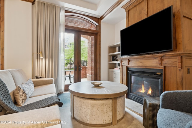 living room with french doors