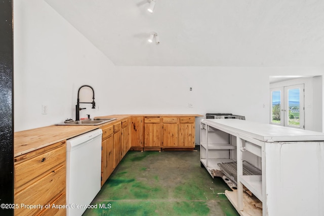 40889 County Road 76a, Hayden, CO 81639 - kitchen featuring dishwasher, a sink, finished concrete floors, and light countertops