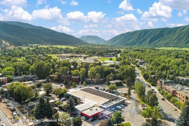 drone / aerial view with a mountain view