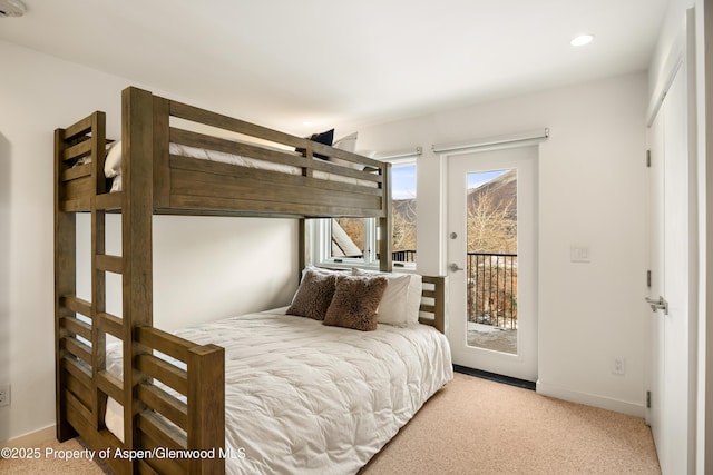 800 S Mill St Unit 304D, Aspen, CO 81611 - bedroom with carpet floors, access to outside, baseboards, and recessed lighting