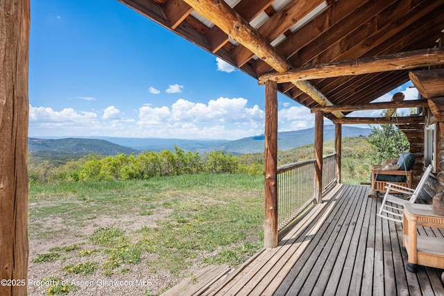 3714 Bear Ridge Rd, Basalt, CO 81621 - wooden terrace featuring a mountain view