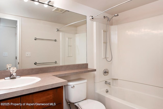 681 S 2nd St Unit A, Carbondale, CO 81623 - bathroom featuring toilet, visible vents, tub / shower combination, and vanity