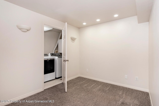 681 S 2nd St Unit A, Carbondale, CO 81623 - basement with light colored carpet, separate washer and dryer, recessed lighting, and baseboards