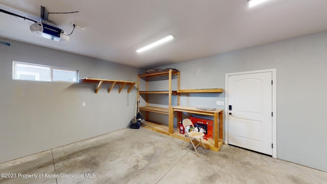 garage with a garage door opener