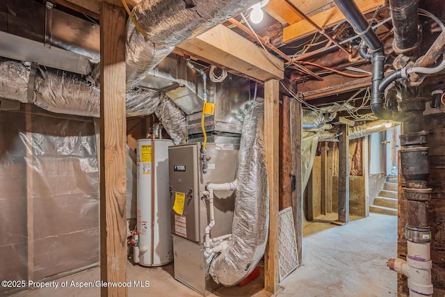 727 Bennett Ave, Glenwood Springs, CO 81601 - unfinished basement with water heater and heating unit