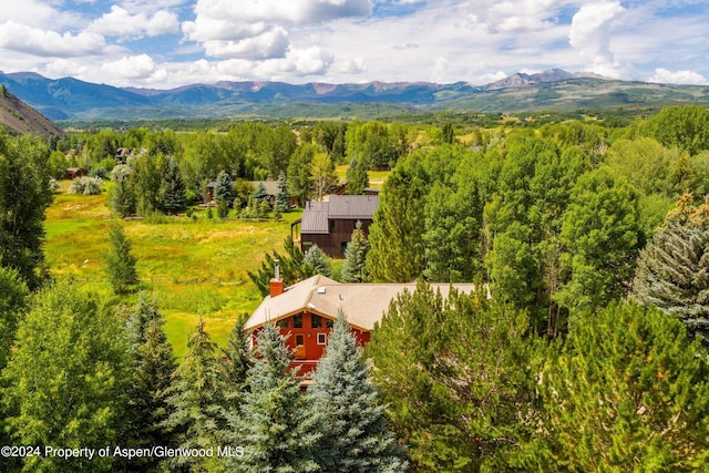 drone / aerial view with a mountain view