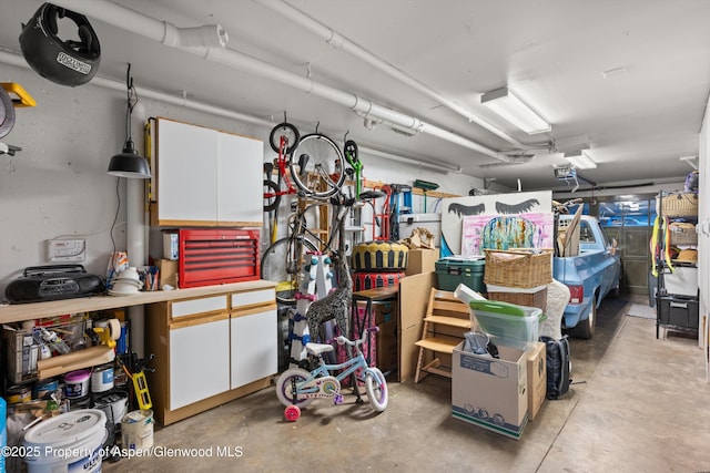 garage with a garage door opener