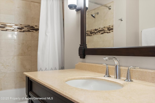 534/536 Spruce St, Aspen, CO 81611 - bathroom featuring vanity and shower / bath combo with shower curtain