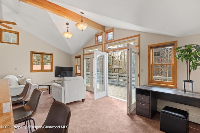 534/536 Spruce St, Aspen, CO 81611 - carpeted living area featuring an office area and a ceiling fan