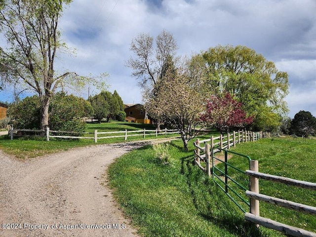 view of community with a rural view