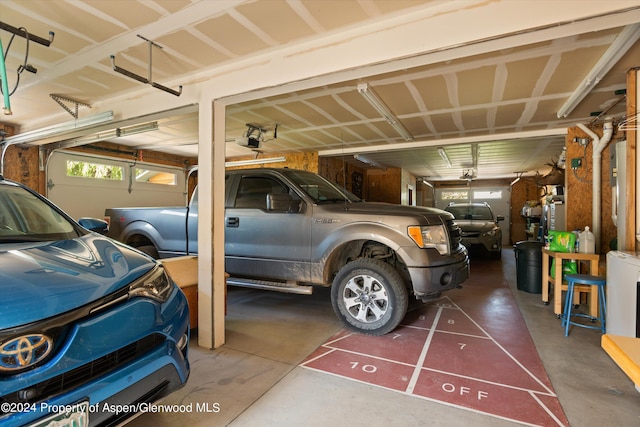 garage with a garage door opener