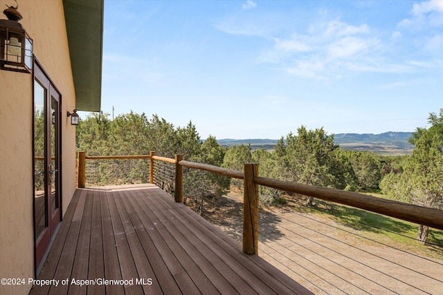 deck with a mountain view