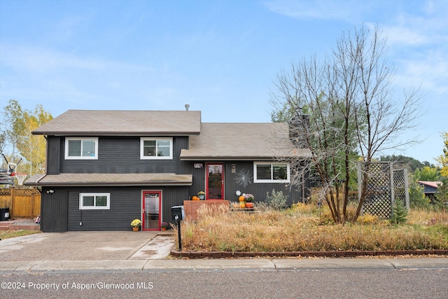 view of split level home