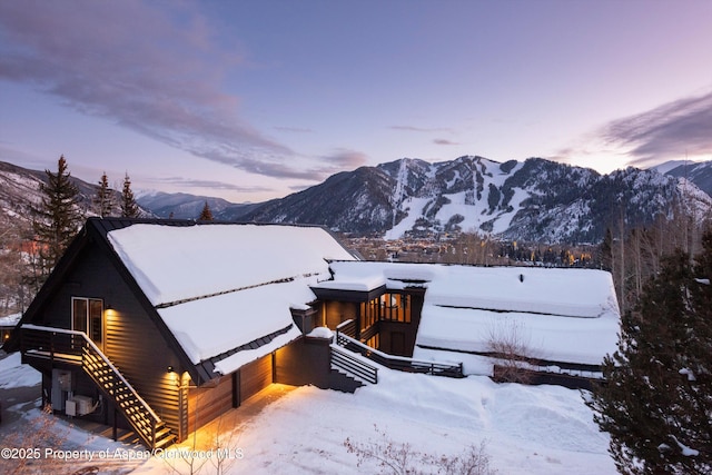 exterior space featuring a mountain view