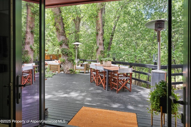 373 Sopris Creek Rd Unit 6, Basalt, CO 81621 - wooden terrace featuring outdoor dining area