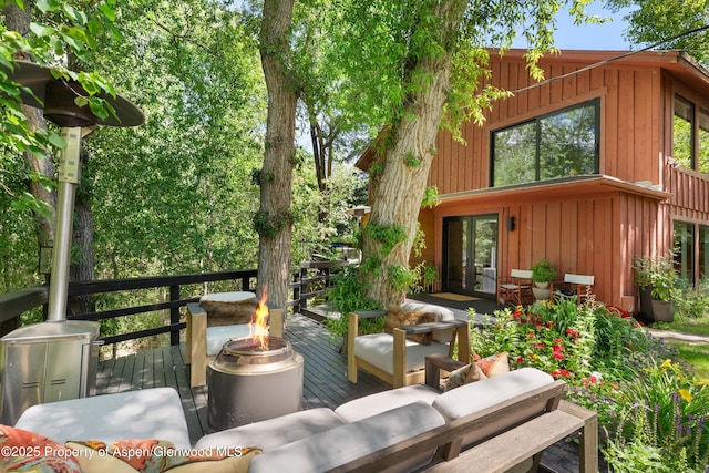 373 Sopris Creek Rd Unit 6, Basalt, CO 81621 - wooden terrace featuring an outdoor living space with a fire pit