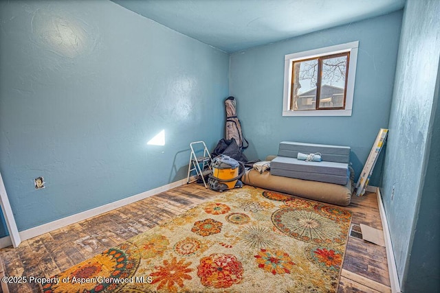 interior space featuring baseboards and wood finished floors