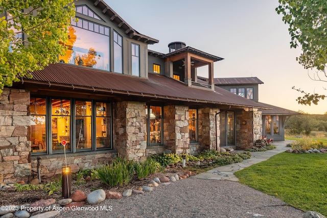 0777 Old Herron Rd, Basalt, CO 81621 - back house at dusk with a yard