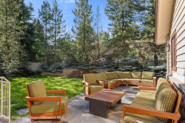 view of patio / terrace with an outdoor living space