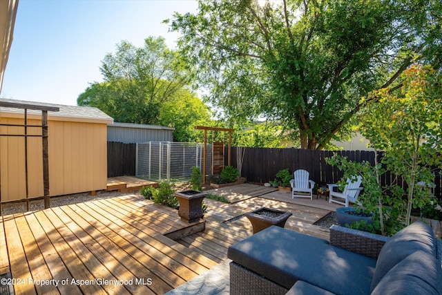 deck with an outdoor living space