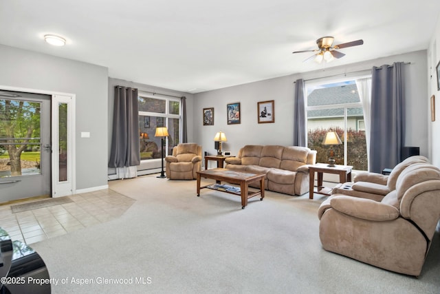 156 Limberpine Cir, Parachute, CO 81635 - living area with ceiling fan and carpet flooring