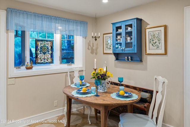 dining room featuring an inviting chandelier