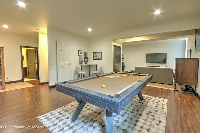 86 Sunrise Ct, Glenwood Springs, CO 81601 - playroom with dark wood-style floors, recessed lighting, and pool table