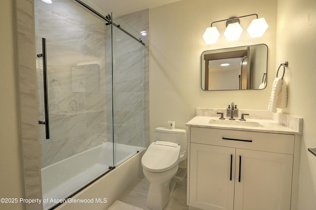86 Sunrise Ct, Glenwood Springs, CO 81601 - bathroom with marble finish floors, enclosed tub / shower combo, and vanity