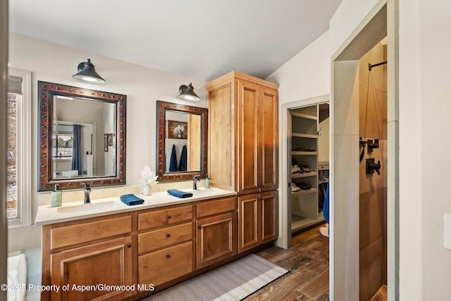 10 Laird Ln, Glenwood Springs, CO 81601 - full bathroom with wood finished floors, double vanity, and a shower