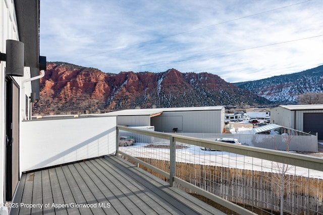 deck featuring a mountain view