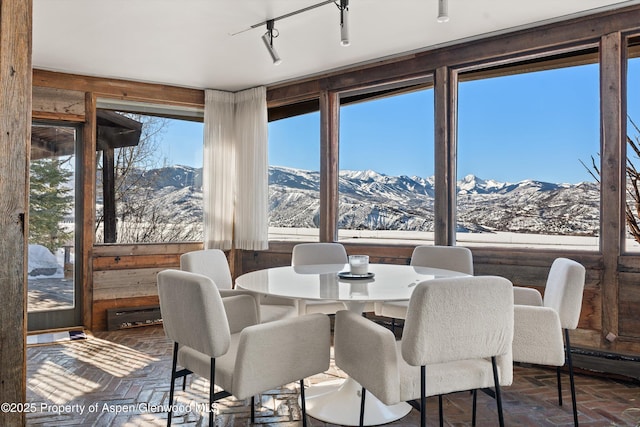 260 Star Mesa Rd, Aspen, CO 81611 - dining area featuring a mountain view and brick flooring