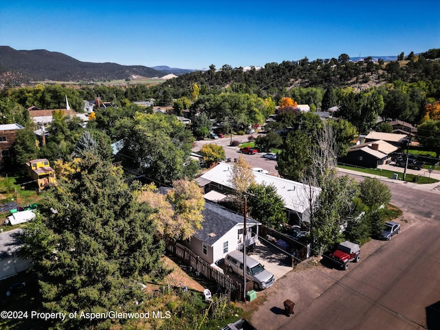 drone / aerial view with a mountain view