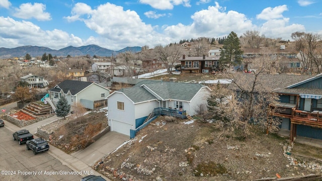 aerial view with a mountain view