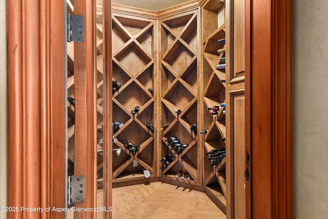 view of wine cellar