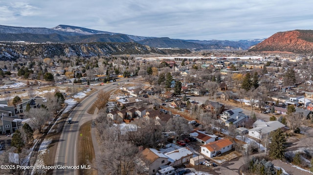 aerial view with a mountain view