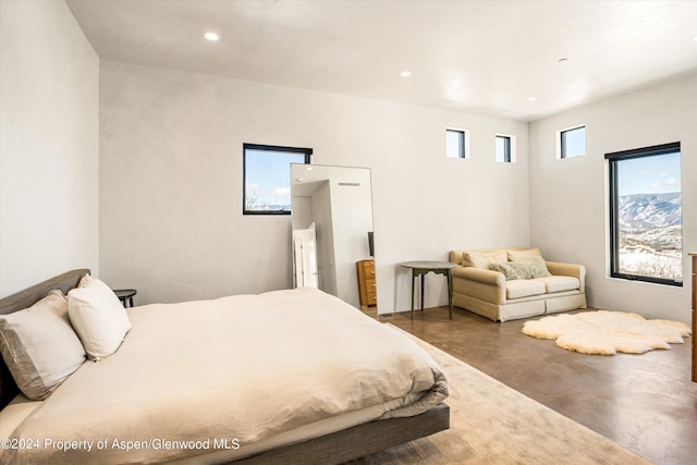 bedroom with concrete flooring