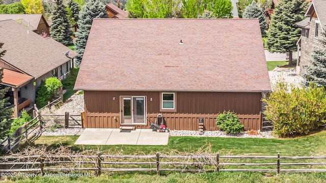 168 Blackhawk Dr, New Castle, CO 81647 - rear view of property with a patio, roof with shingles, and entry steps