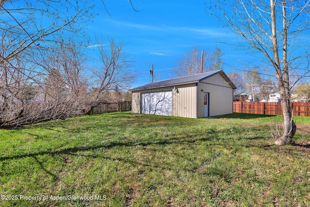 view of outbuilding featuring an outbuilding and a fenced backyard