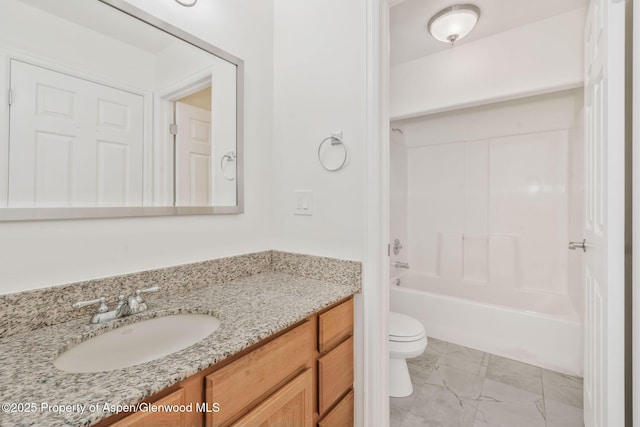 1020 Alta Vista Dr, Craig, CO 81625 - bathroom featuring vanity, marble look tile flooring, and shower / bathtub combination