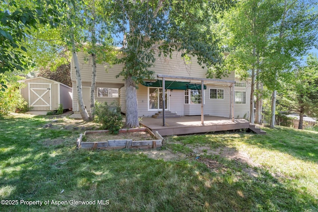 1020 Alta Vista Dr, Craig, CO 81625 - rear view of house featuring a shed, a deck, and a yard