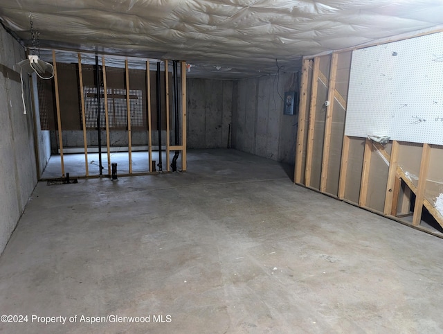 basement with electric panel