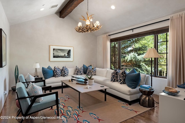 120 Running Mare Rd, Woody Creek, CO 81656 - living room with wood finished floors, a chandelier, and recessed lighting