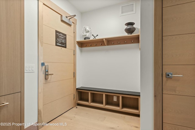 mudroom featuring light hardwood / wood-style floors