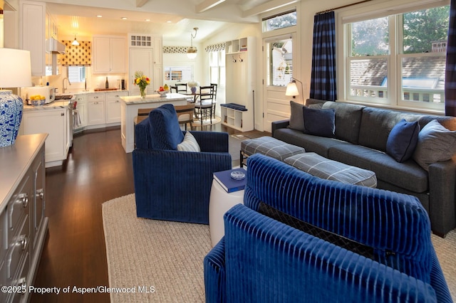 222 W Hopkins Ave Unit 5, Aspen, CO 81611 - living area with dark wood-style floors and recessed lighting