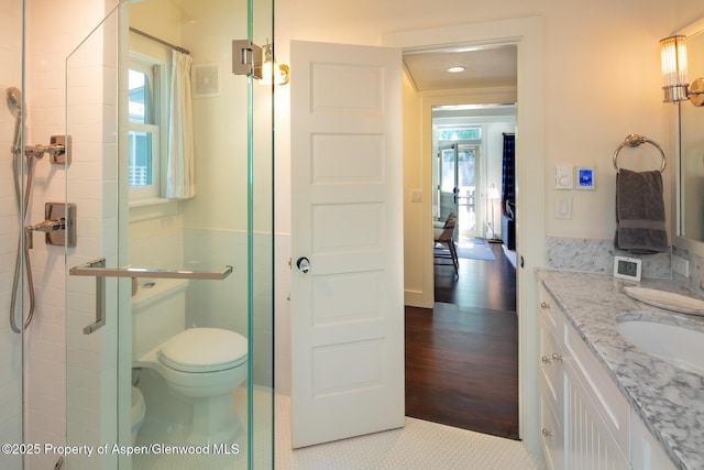 222 W Hopkins Ave Unit 5, Aspen, CO 81611 - bathroom featuring a stall shower and vanity