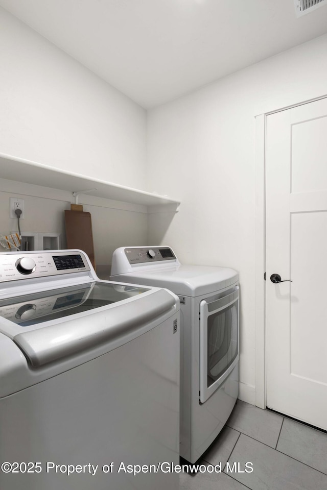 1652 E 17th Cir, Rifle, CO 81650 - laundry room with washer and clothes dryer and light tile patterned floors