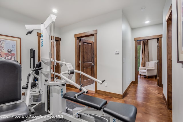 900 Dorais Way, Redstone, CO 81623 - exercise room featuring baseboards and recessed lighting