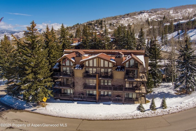 exterior space featuring a mountain view